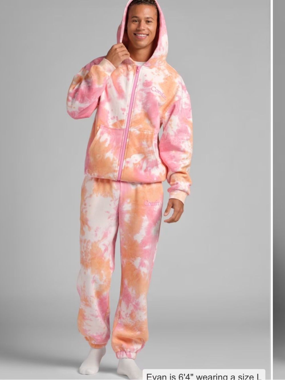 Set Comfrt Tie-Dye Hoodie & Jogger  - Pink/Orange - Picture 3 of 8